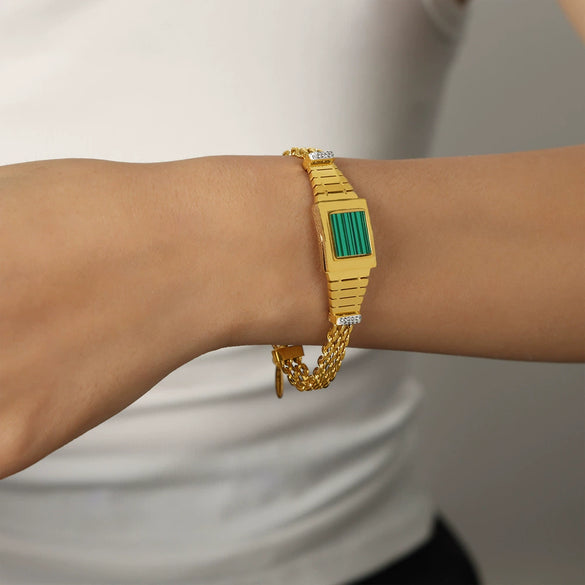 Wholesale Multilayer Square 316L Stainless Steel Gold Plated Geometric Bracelet Jewelry For Unisex