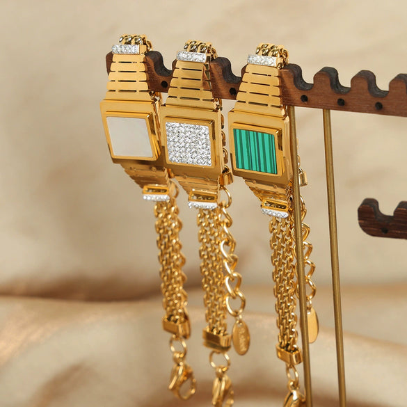 Wholesale Multilayer Square 316L Stainless Steel Gold Plated Geometric Bracelet Jewelry For Unisex