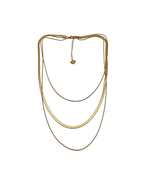 Wholesale Multilayer Stacked Geometric Electroplated Titanium Steel Blade Chain Necklace For Women And Men