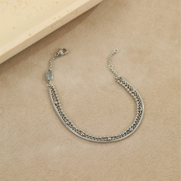 Wholesale Multilayer Stainless Steel Bracelets Stacked With Zircon Geometric Fashion Ol Style Electroplated For Women