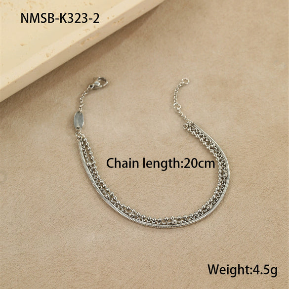 Wholesale Multilayer Stainless Steel Bracelets Stacked With Zircon Geometric Fashion Ol Style Electroplated For Women