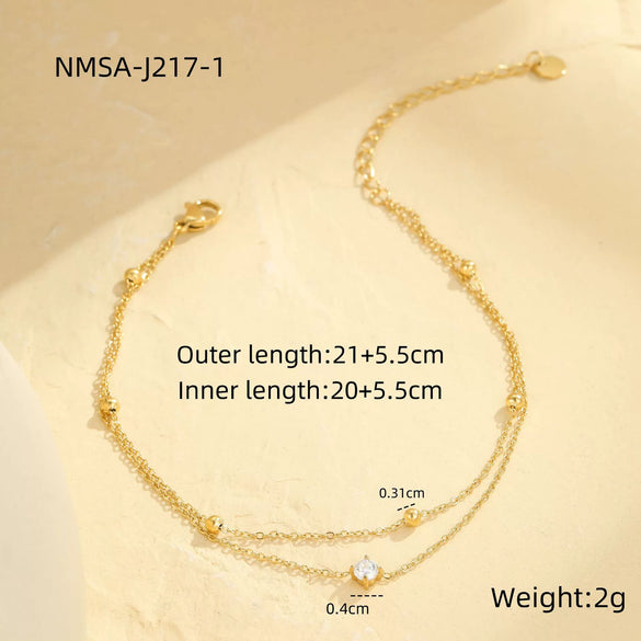 Wholesale Multilayer Stainless Steel Geometric Anklet In Marine Resort Style