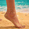 Wholesale Multilayer Stainless Steel Geometric Anklet In Marine Resort Style