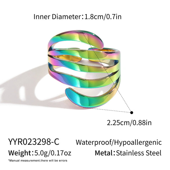 Wholesale Multilayer Stainless Steel Geometric Ring With 18K Real Gold Handmade And Electroplating For Women