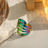 Wholesale Multilayer Stainless Steel Geometric Ring With 18K Real Gold Handmade And Electroplating For Women