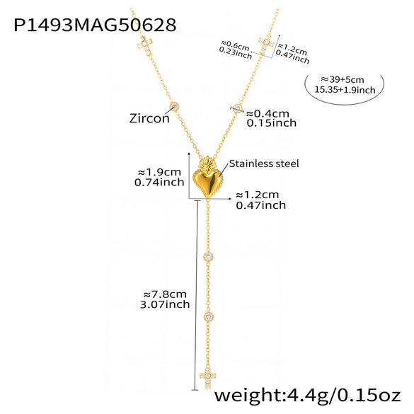 Wholesale Multilayer Tassel Clavicle Necklace With Cross Geometric Pattern Stainless Steel 18K Gold Plated Light Luxury Style For Women