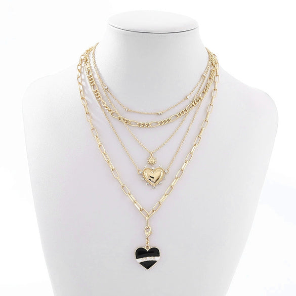 Wholesale Multilayered Geometric Adjustable Metal Cross Chain Necklace For Women With Electroplating