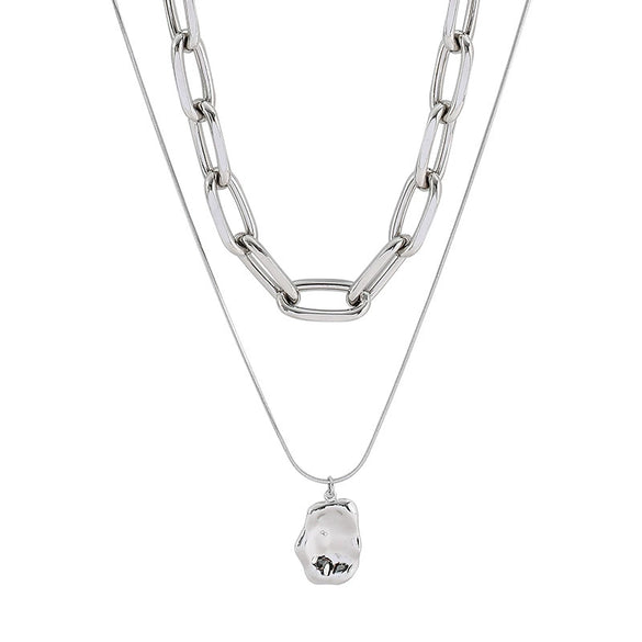 Wholesale Multilayered Geometric Adjustable Metal Cross Chain Necklace For Women With Electroplating