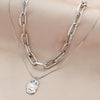 Wholesale Multilayered Geometric Adjustable Metal Cross Chain Necklace For Women With Electroplating