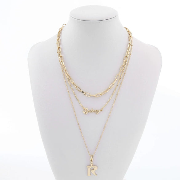 Wholesale Multilayered Geometric Adjustable Metal Cross Chain Necklace For Women With Electroplating