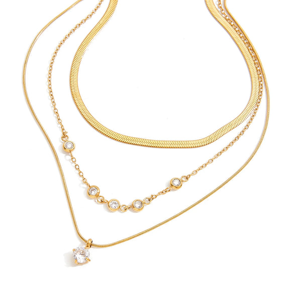 Wholesale Multilayered Geometric Stainless Steel And Titanium Steel Electroplated Necklace For Women