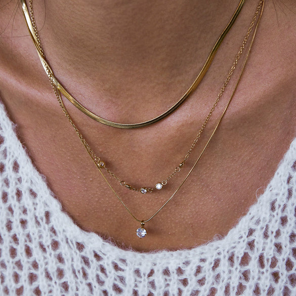 Wholesale Multilayered Geometric Stainless Steel And Titanium Steel Electroplated Necklace For Women