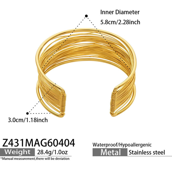 Wholesale Multilayered Geometric Stainless Steel Electroplated Bracelet Set For Women