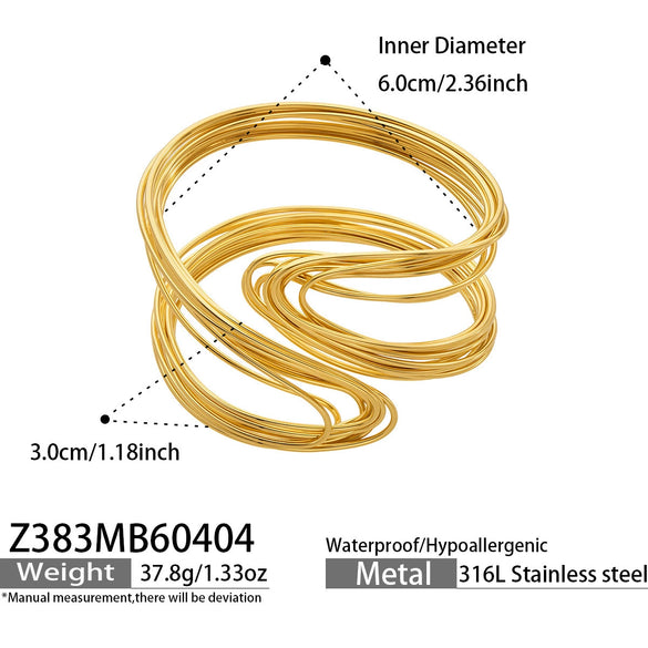 Wholesale Multilayered Geometric Stainless Steel Electroplated Bracelet Set For Women