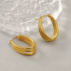 Wholesale Multilayered Hoop Earrings Ushaped Stainless Steel Geometric Electroplated For Women