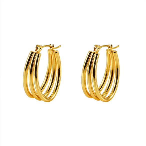 Wholesale Multilayered Hoop Earrings Ushaped Stainless Steel Geometric Electroplated For Women