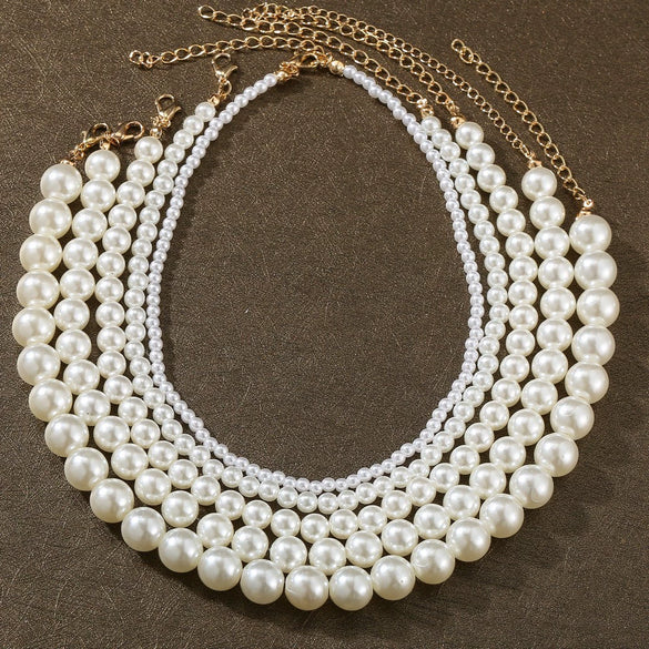 Wholesale Multilayered Imitation Pearl Necklace Handmade In French Retro Style For Women