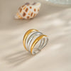 Wholesale Multilayered Rings With Simple Line Design Titanium Steel Geometric Shape Electroplated With Pvd Vacuum Real Gold Unisex Hand Accessories