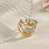 Wholesale Multilayered Rings With Simple Line Design Titanium Steel Geometric Shape Electroplated With Pvd Vacuum Real Gold Unisex Hand Accessories