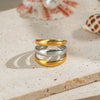 Wholesale Multilayered Rings With Simple Line Design Titanium Steel Geometric Shape Electroplated With Pvd Vacuum Real Gold Unisex Hand Accessories