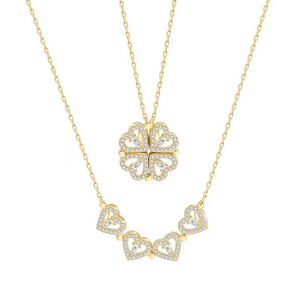 Wholesale Multilove Fourleaf Clover Necklace For Female Girlfriends Titanium Steel Clavicle Chain With Gold Inlaid And Geometric Design