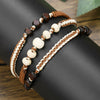 Wholesale Multistrand Winding Woven Handmade Wooden Bead Bracelet Minimalist Style