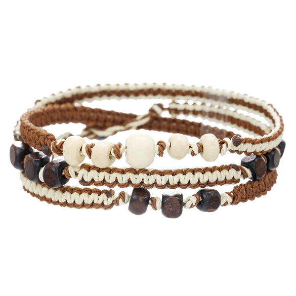 Wholesale Multistrand Winding Woven Handmade Wooden Bead Bracelet Minimalist Style