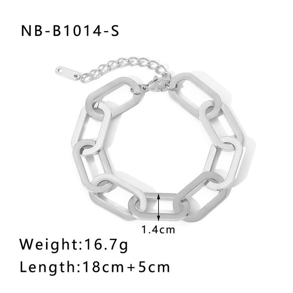 Wholesale Multistyle Thick Chain Personality Hip Hop Punk Style Stainless Steel Handmade Woven Geometric Bracelet With 24K Real Gold Electroplating