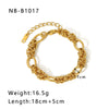Wholesale Multistyle Thick Chain Personality Hip Hop Punk Style Stainless Steel Handmade Woven Geometric Bracelet With 24K Real Gold Electroplating