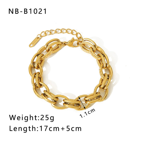 Wholesale Multistyle Thick Chain Personality Hip Hop Punk Style Stainless Steel Handmade Woven Geometric Bracelet With 24K Real Gold Electroplating