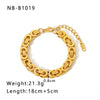 Wholesale Multistyle Thick Chain Personality Hip Hop Punk Style Stainless Steel Handmade Woven Geometric Bracelet With 24K Real Gold Electroplating