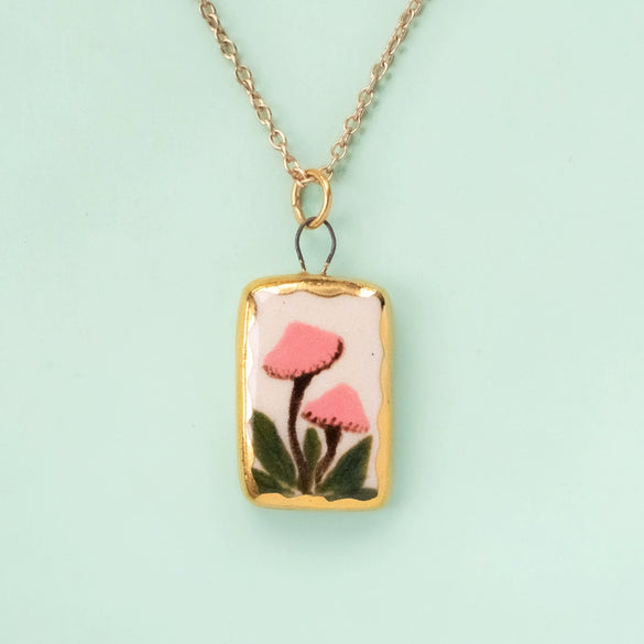 Wholesale Mushroom Food Pendant Necklace Copper Electroplated Ochain Unisex Simple Style