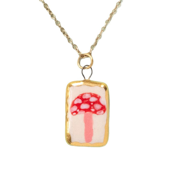 Wholesale Mushroom Food Pendant Necklace Copper Electroplated Ochain Unisex Simple Style