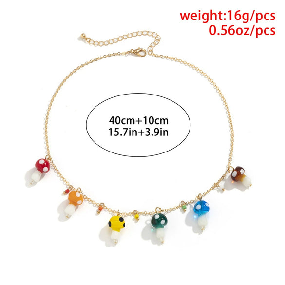 Wholesale Mushroom Pendant Necklace Iron And Ceramic Geometric Electroplating For Women