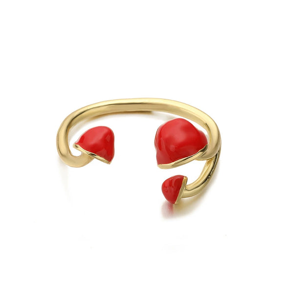 Wholesale Mushroom Ring Copper Dripping Oil Fruit Pattern For Women