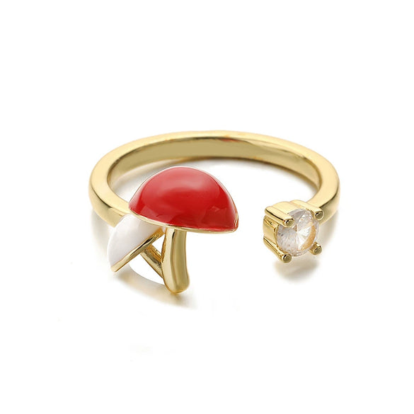 Wholesale Mushroom Ring Copper Dripping Oil Fruit Pattern For Women