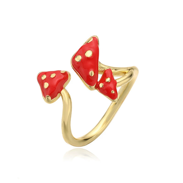 Wholesale Mushroom Ring Copper Dripping Oil Fruit Pattern For Women