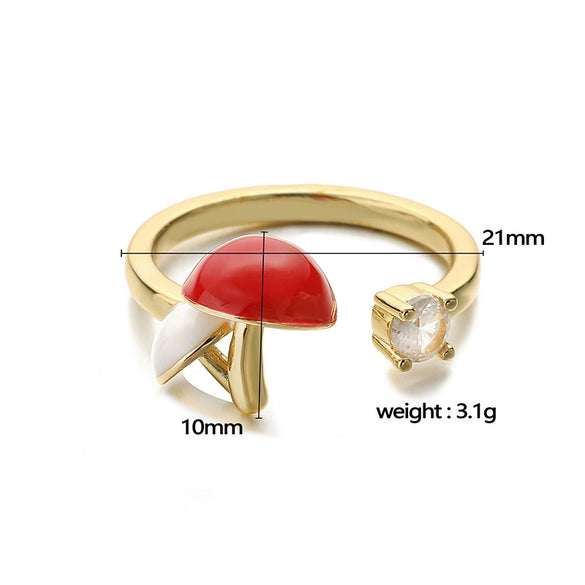 Wholesale Mushroom Ring Copper Dripping Oil Fruit Pattern For Women