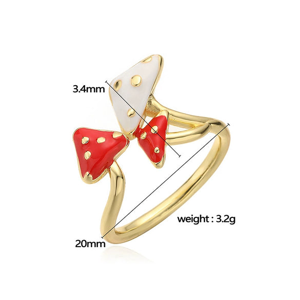 Wholesale Mushroom Ring Copper Dripping Oil Fruit Pattern For Women