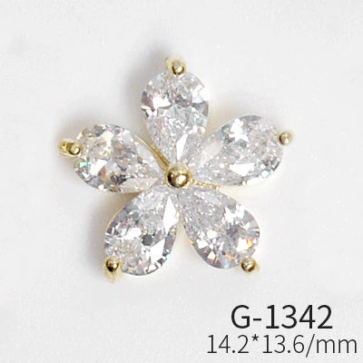 Wholesale Nail Art Pendant With Zircon Real Gold Electroplated Metal Moon Bow Butterfly Design