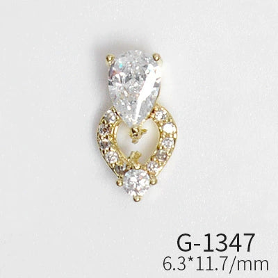 Wholesale Nail Art Pendant With Zircon Real Gold Electroplated Metal Moon Bow Butterfly Design