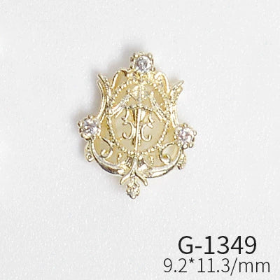 Wholesale Nail Art Pendant With Zircon Real Gold Electroplated Metal Moon Bow Butterfly Design