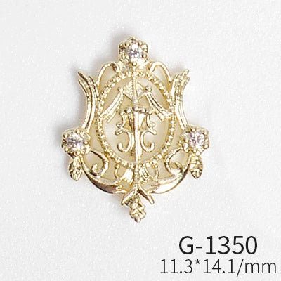 Wholesale Nail Art Pendant With Zircon Real Gold Electroplated Metal Moon Bow Butterfly Design