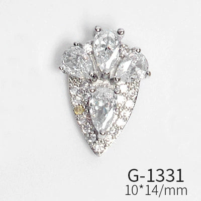 Wholesale Nail Art Pendant With Zircon Real Gold Electroplated Metal Moon Bow Butterfly Design
