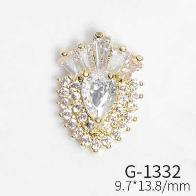 Wholesale Nail Art Pendant With Zircon Real Gold Electroplated Metal Moon Bow Butterfly Design