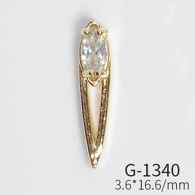 Wholesale Nail Art Pendant With Zircon Real Gold Electroplated Metal Moon Bow Butterfly Design