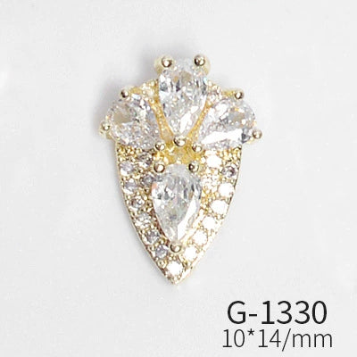 Wholesale Nail Art Pendant With Zircon Real Gold Electroplated Metal Moon Bow Butterfly Design