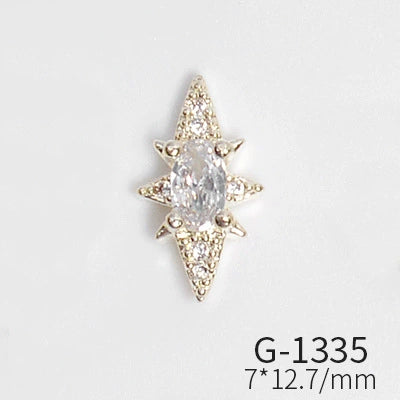 Wholesale Nail Art Pendant With Zircon Real Gold Electroplated Metal Moon Bow Butterfly Design