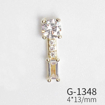 Wholesale Nail Art Pendant With Zircon Real Gold Electroplated Metal Moon Bow Butterfly Design