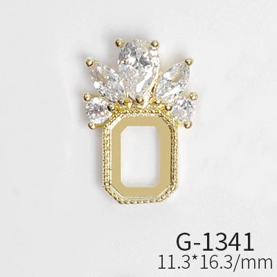 Wholesale Nail Art Pendant With Zircon Real Gold Electroplated Metal Moon Bow Butterfly Design